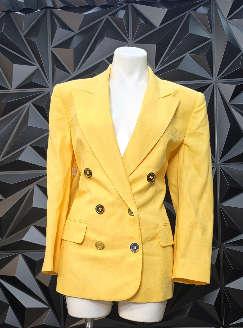 Jones New York Bright Yellow Double-Breasted Blazer